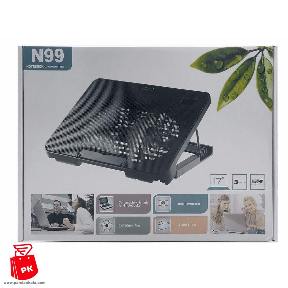 N99 2 Fan Laptop Cooler Cooling Pad Portable Slim USB ParsianKala.com