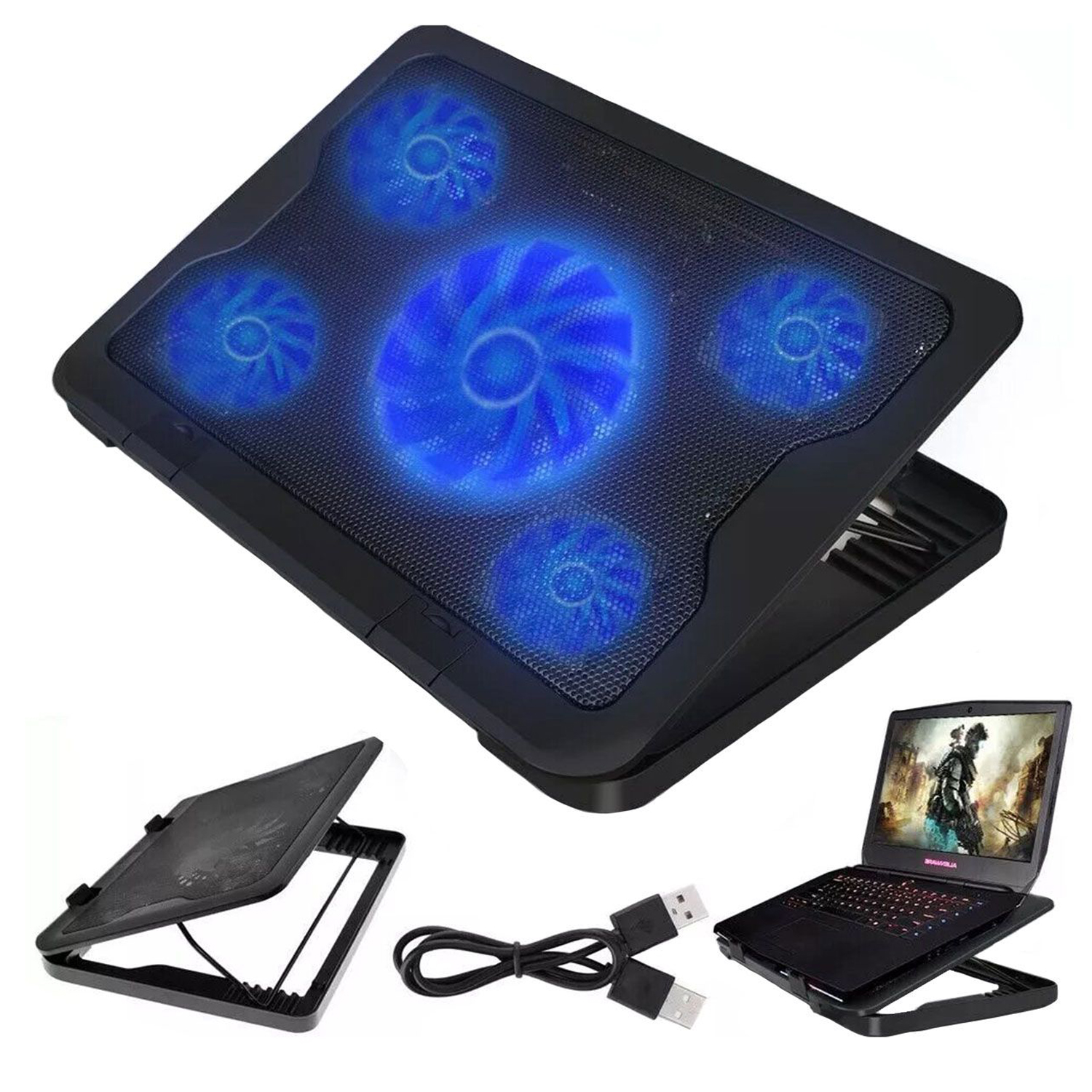 SY C5 5 Fans LED USB Cooling Adjustable Pad For Laptop Notebook 7 17inch%20(5)