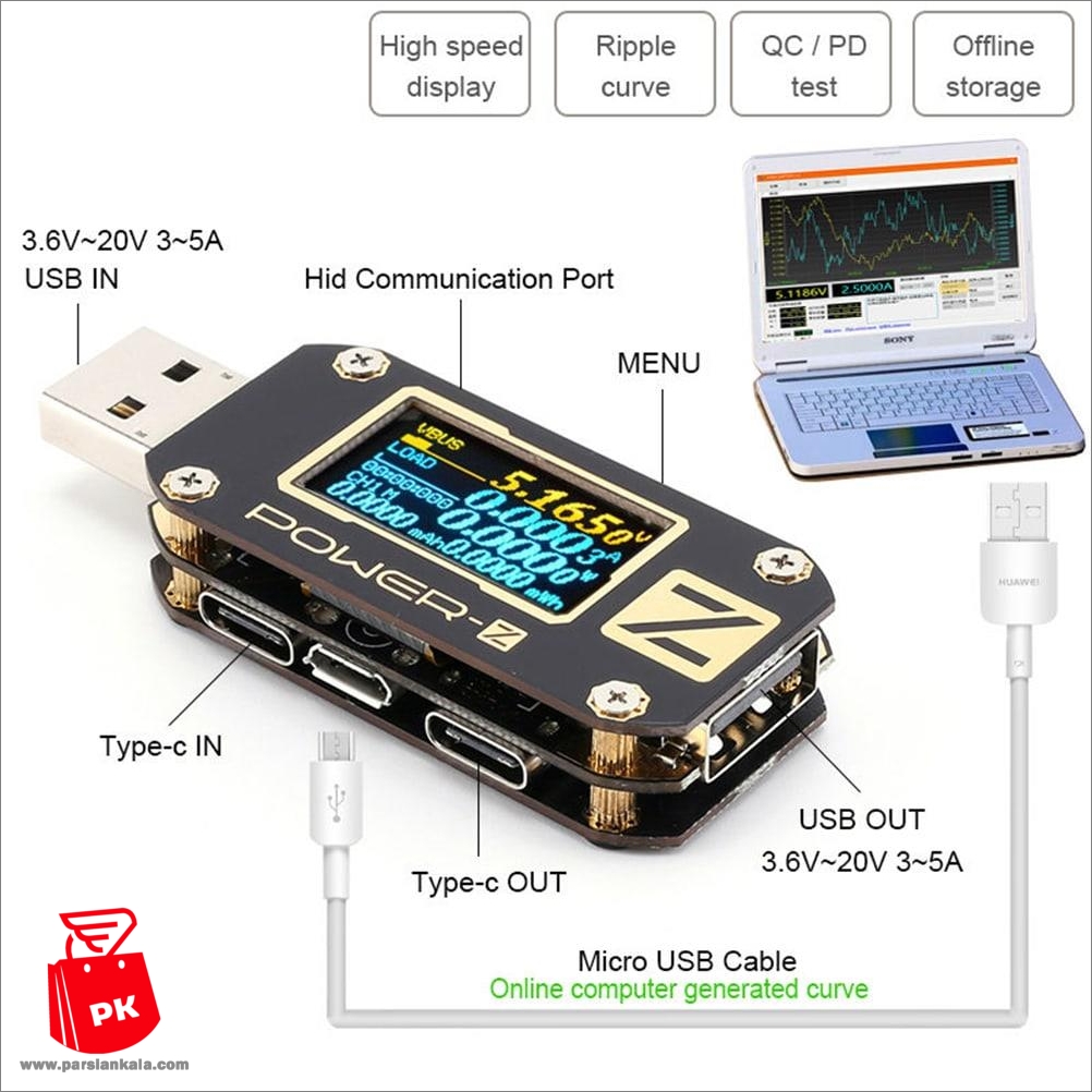 USB Tester Type C QC 3 0 PD USB PD Tester Digital Voltage%20(10) ParsianKala.IR