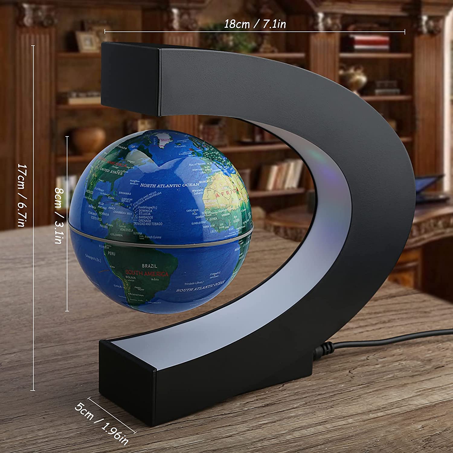 Gift Gold CEStore C Shape Magnetic Levitation Floating World Map Globe%20(1)
