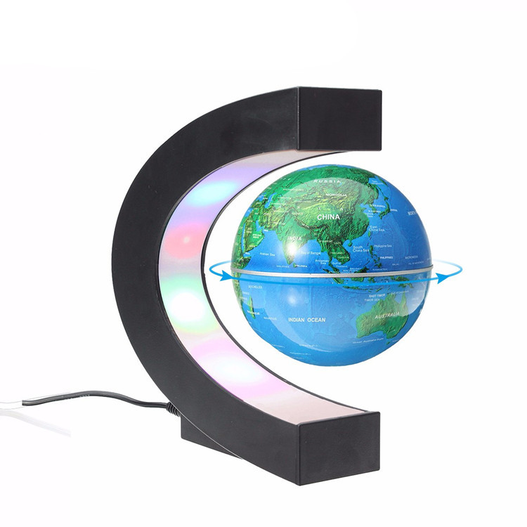 Gift Gold CEStore C Shape Magnetic Levitation Floating World Map Globe%20(7)