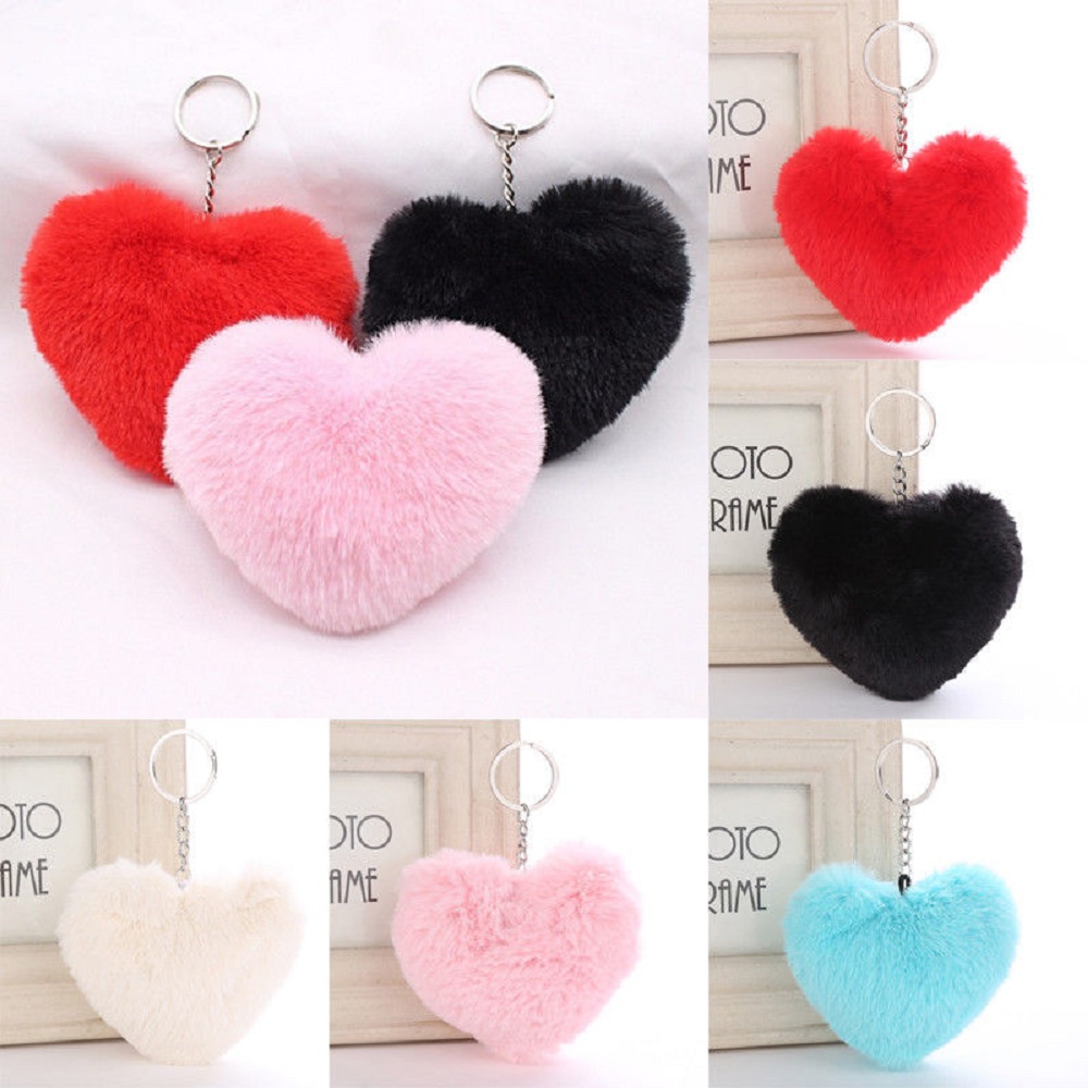 Fur pompom Keychain Soft Lovely Heart%20(1)