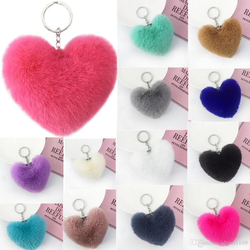 Fur pompom Keychain Soft Lovely Heart%20(15)