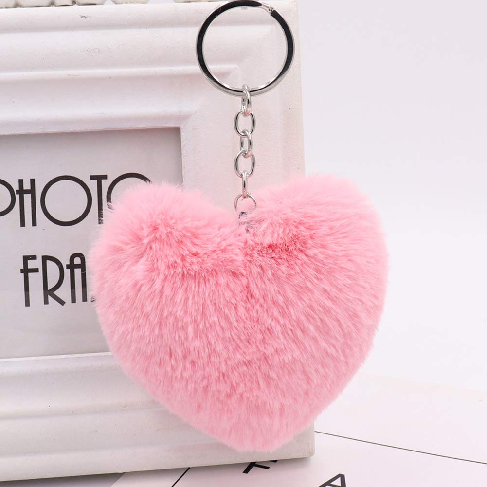 Fur pompom Keychain Soft Lovely Heart%20(26)