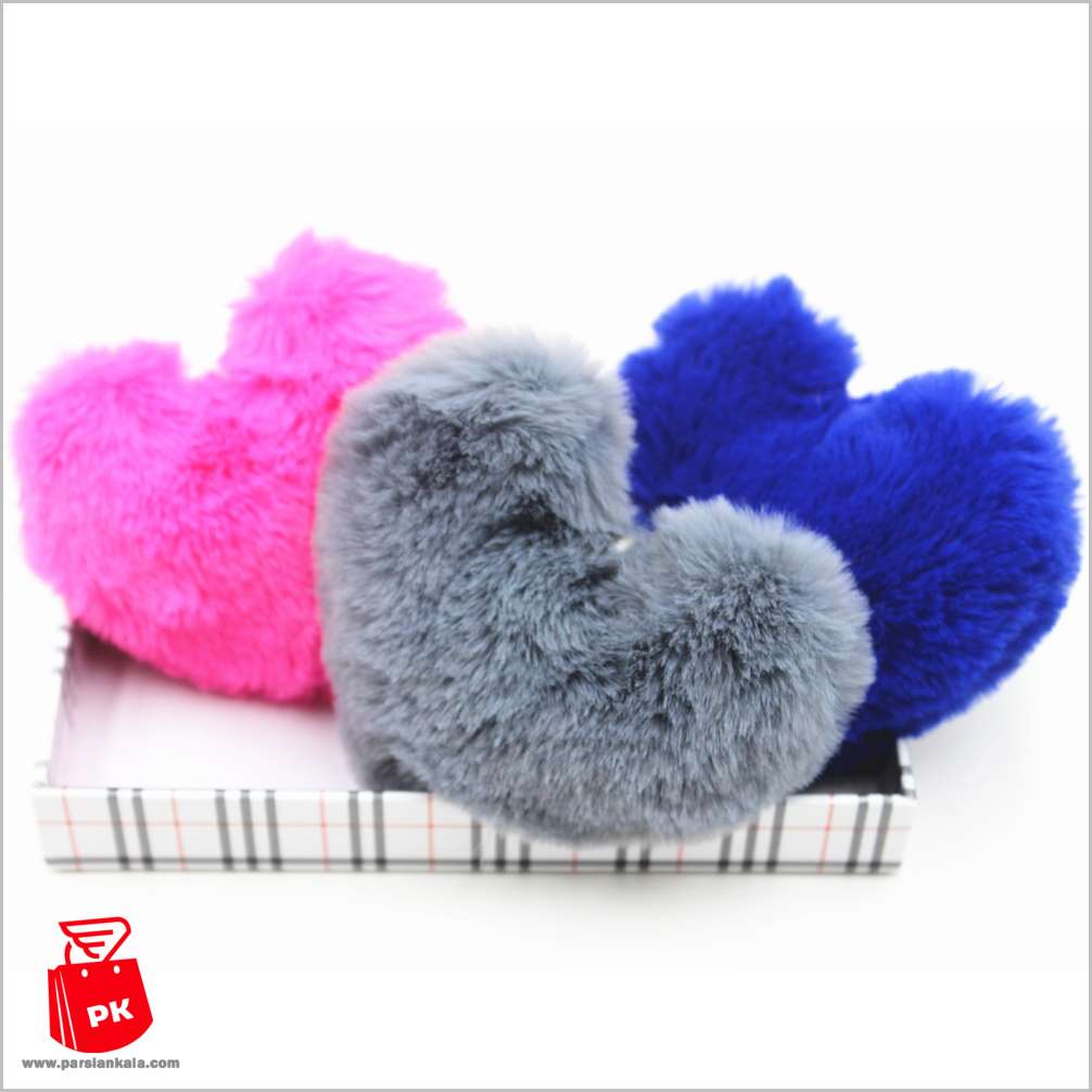Fur pompom Keychain Soft Lovely Heart%20(3) ParsianKala.IR