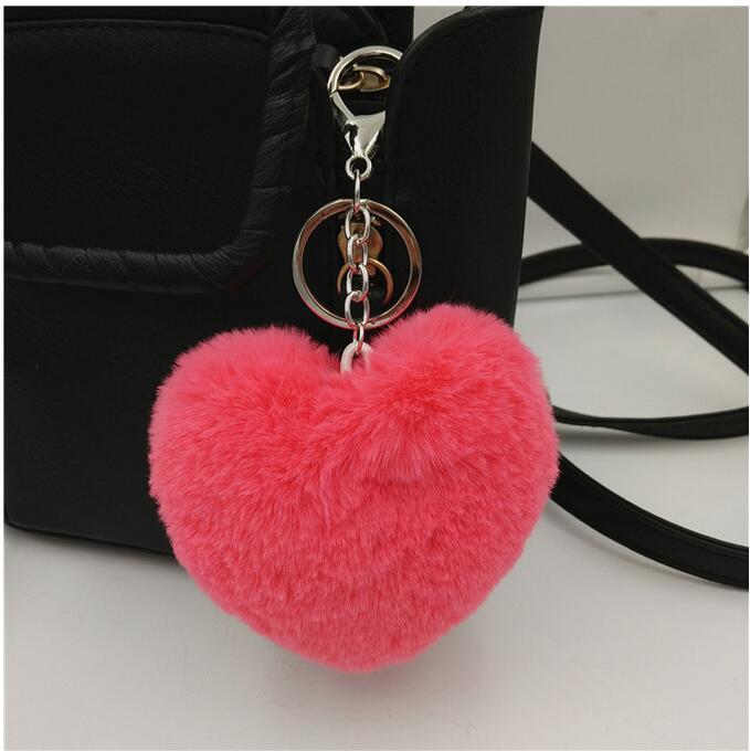 Fur pompom Keychain Soft Lovely Heart%20(4)