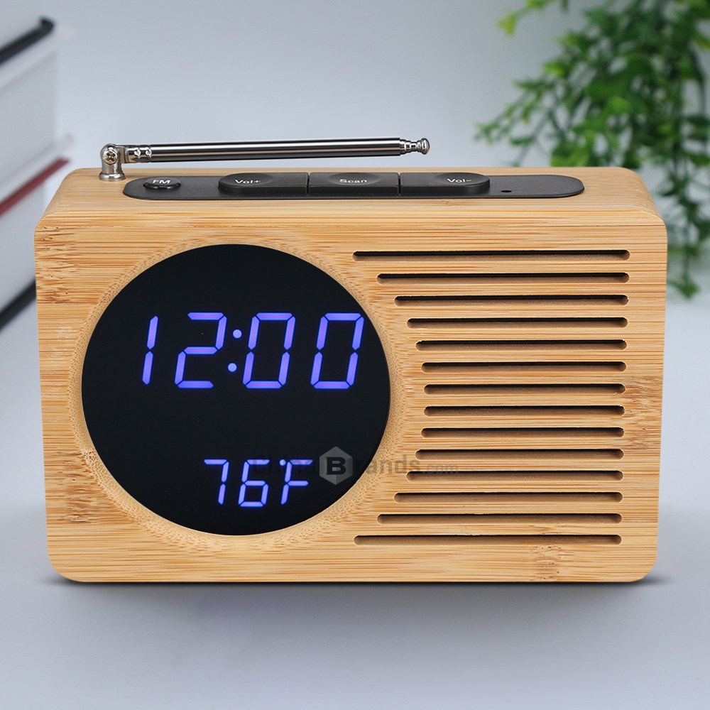 clock digital led wooden radio desk %20(11)
