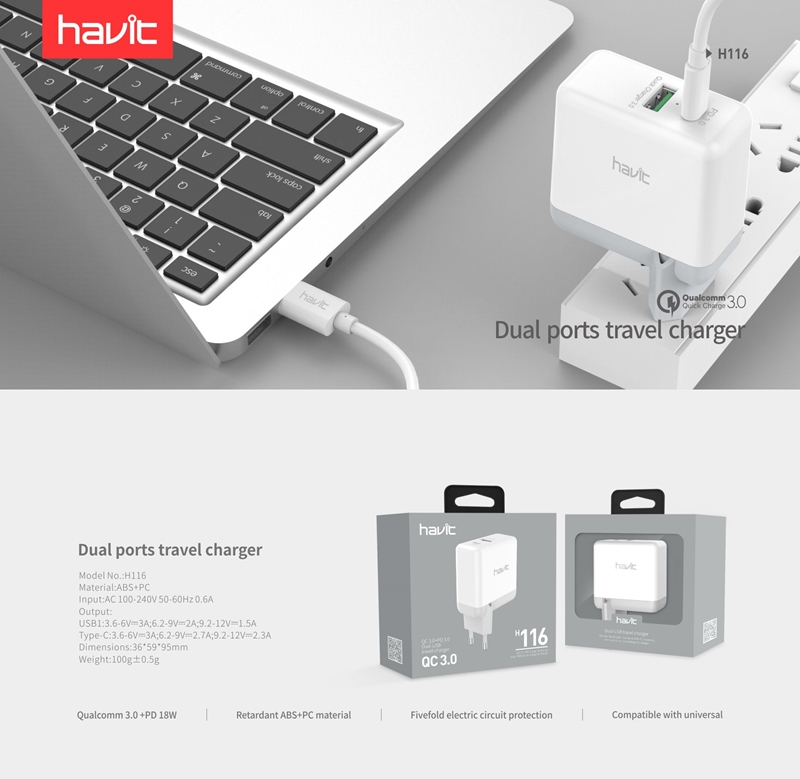Havit H116 Charger USB QC 3 PD%20(2)