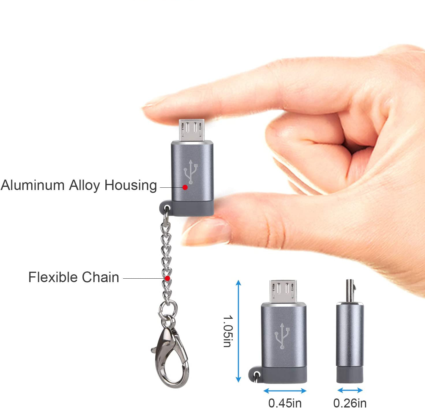 Keychain Aluminum Alloy Micro USB Female to type C Male Connector Adapter%20(9)