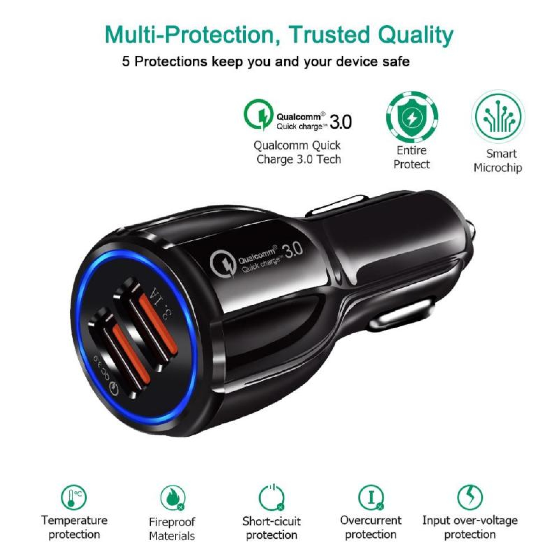 car charger adapter usb car charger dual port quick charger 3 6a 30w fast%20(12)