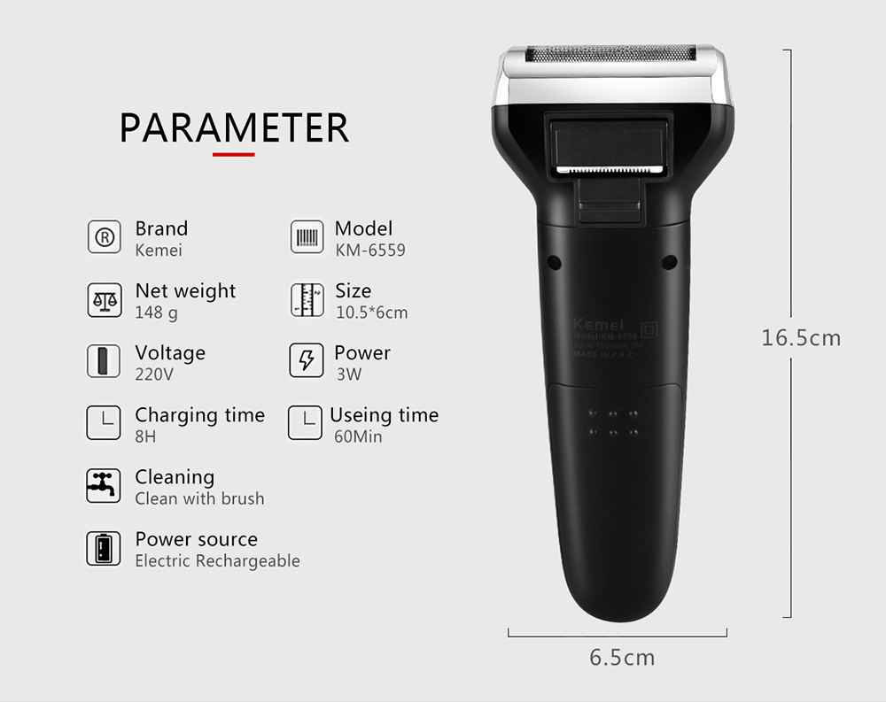 Kemei KM 6559 3 In 1 Multifunction Electric Shaver Hair Clipper Nose Trimmer Dual Blade usb electric shaver%20(7)