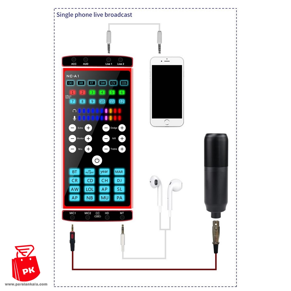 Muslady NC A1 Mini Sound Mixer Bt Usb 3 5Mm Trrs Poort Met Geluidseffecten Voor Live%20(3) ParsianKala,com