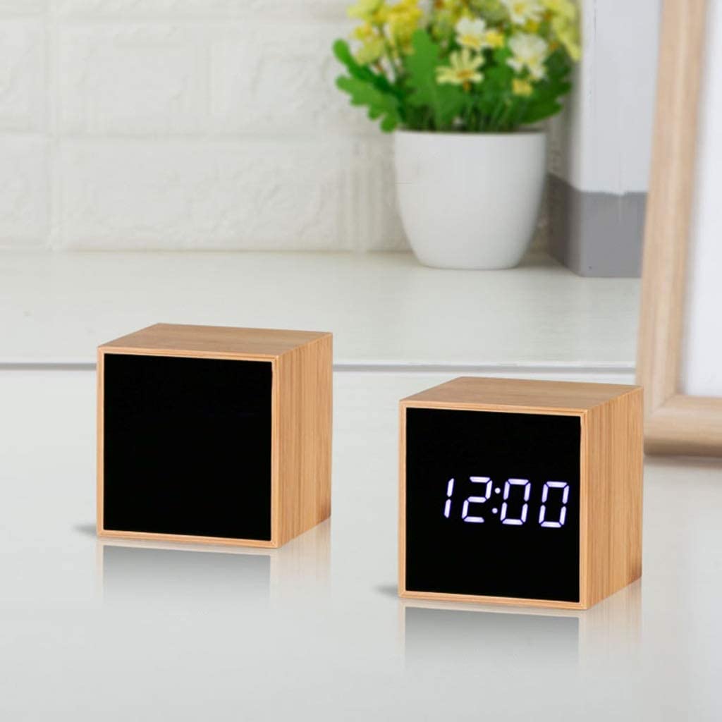 Wooden Clock Student Bedside Simple Digital Electronic Clock Mirror LED Display%20(4)