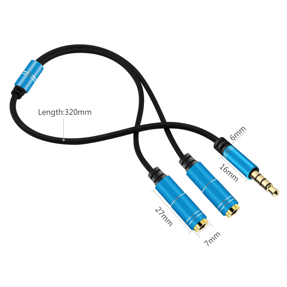 3 5 mm jack headphone mic audio y splitter cable 1 male to 2 female with separate headset microphone adapter 30 cm%20(16)