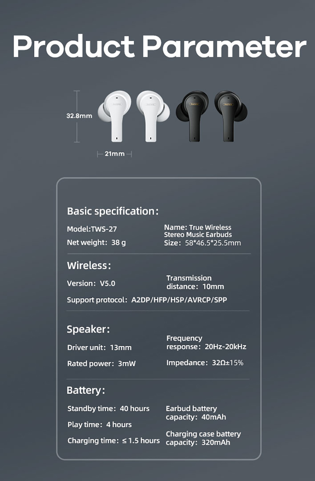 remax bluetooth headphone true wireless stereo musie tws 27 black (6)