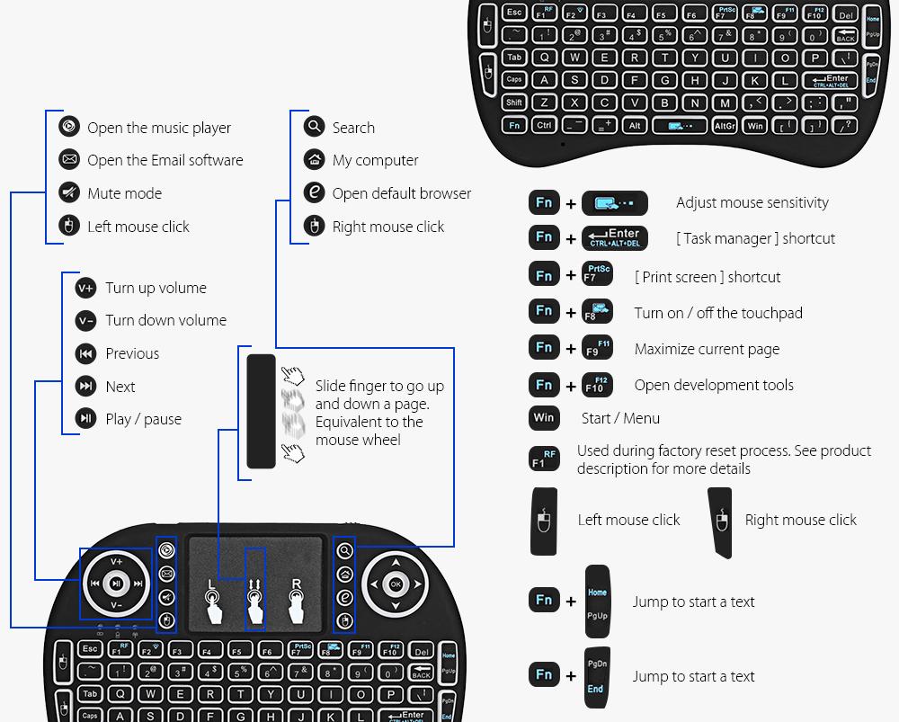 Mini Wireless Keyboard Touchpad 2 4G Colorful Backlit I8 Keyboard Touchpad%20(9)