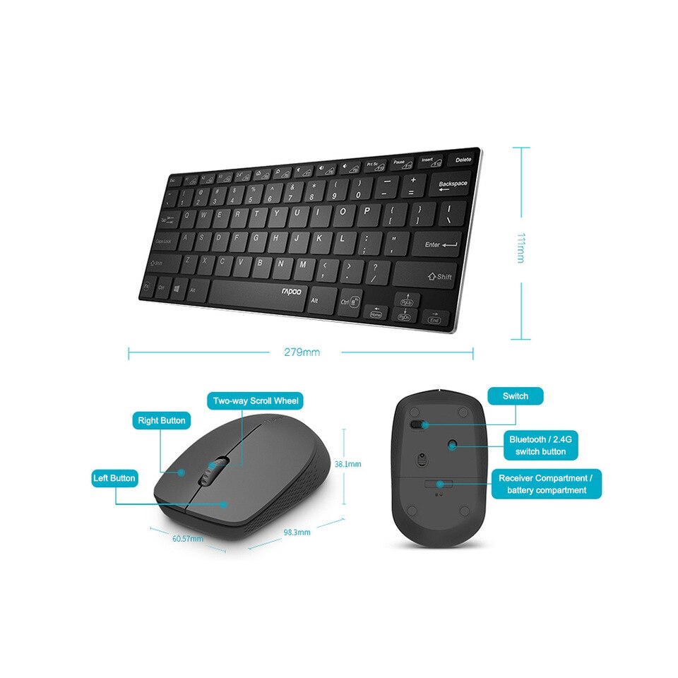 Rapoo 9000M Wireless Silent Keyboard Mouse%20(4)