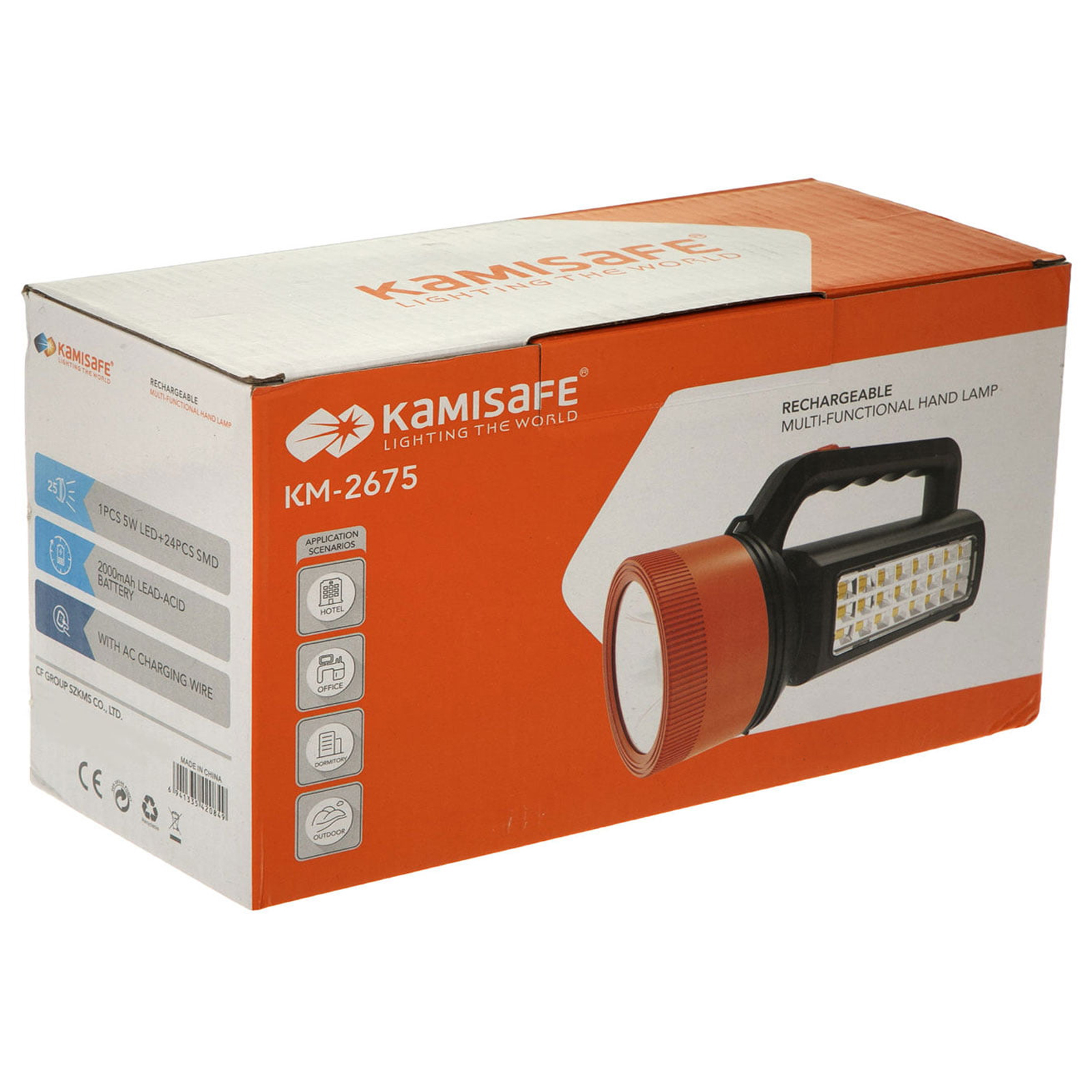 kamisafe km 2675 led rechargeable emergency flashlight