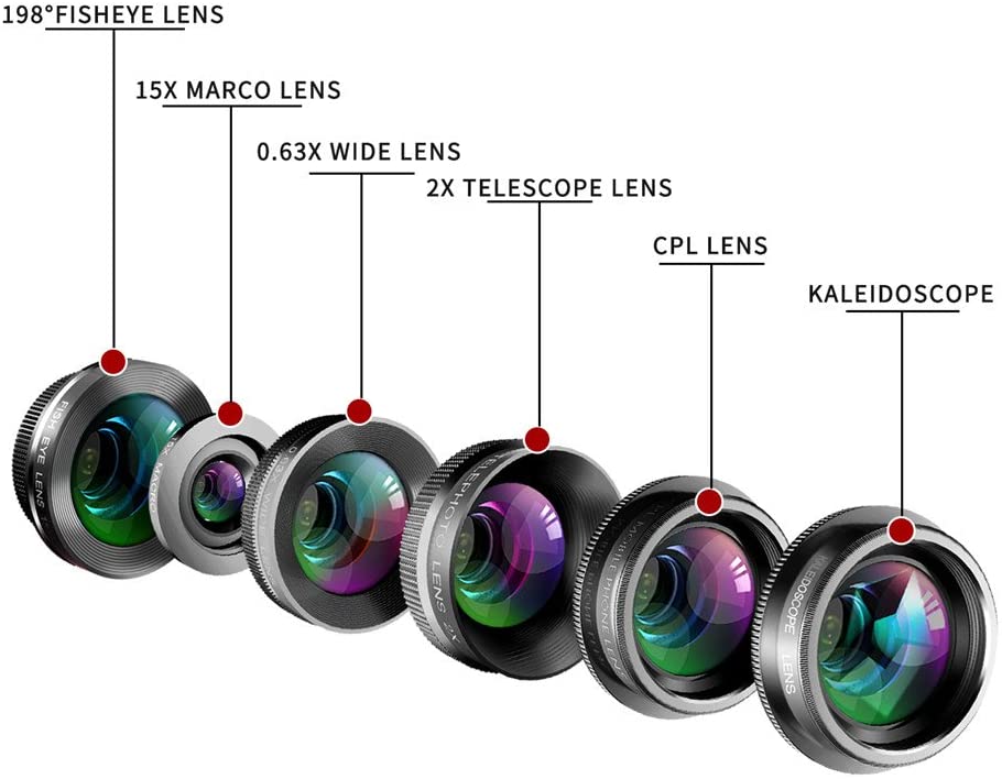 LIGINN 7 in 1 Phone Camera Lens Kit Fish Eye Wide Angle macro Lens CPL Kaleidoscope XH 700%20(11)