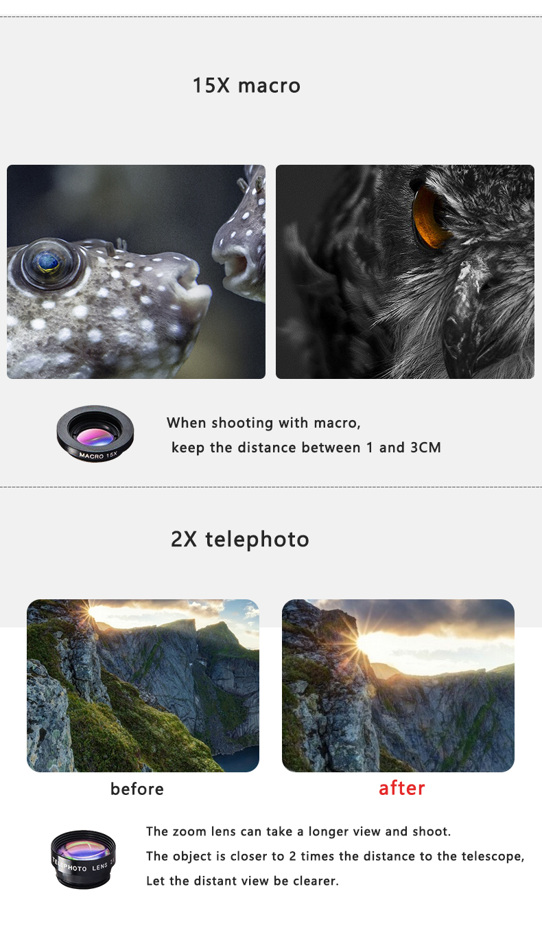 LIGINN 7 in 1 Phone Camera Lens Kit Fish Eye Wide Angle macro Lens CPL Kaleidoscope XH 700%20(5)