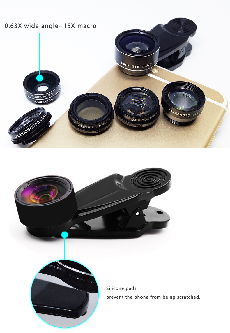LIGINN 7 in 1 Phone Camera Lens Kit Fish Eye Wide Angle macro Lens CPL Kaleidoscope XH 700%20(8)