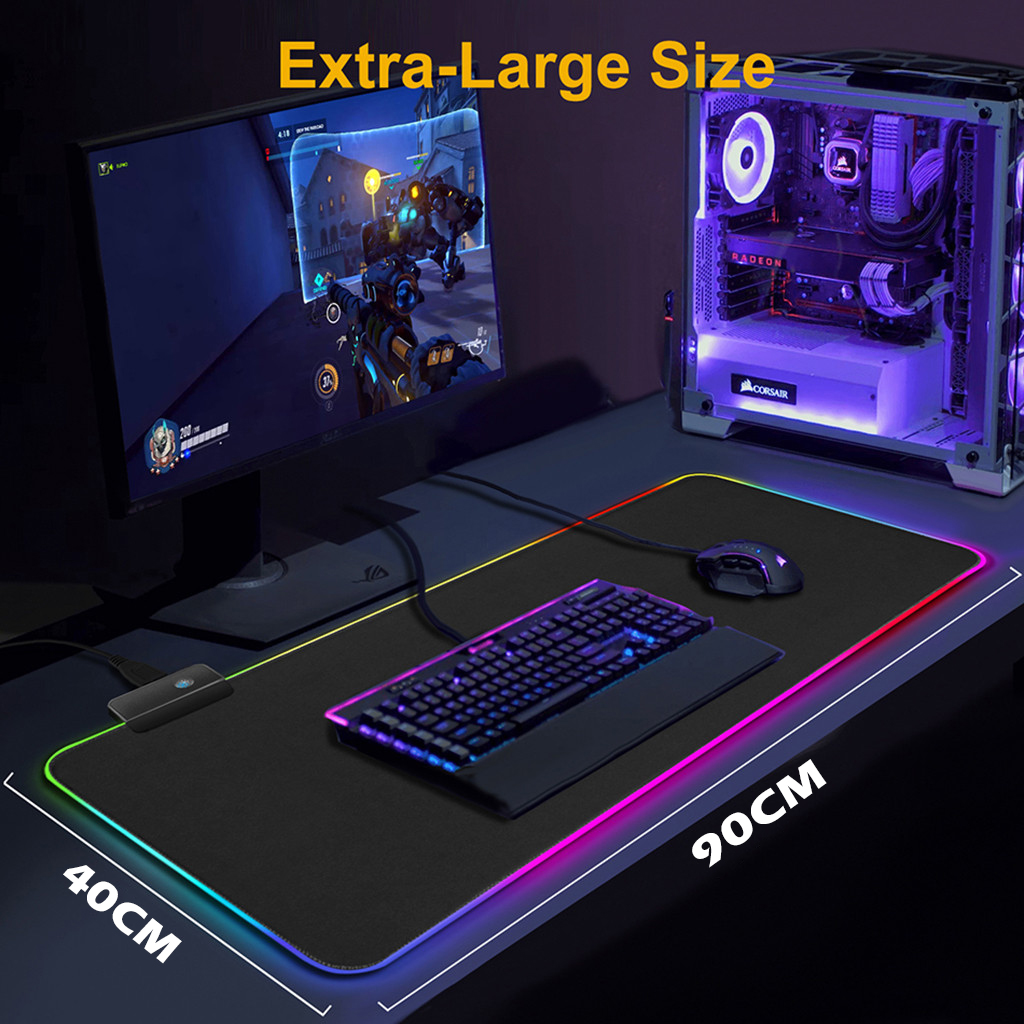 Large Gaming RGB Mouse Pad 14 Colors LED rgb Lighting 1 8M USB Cable Keyboard Mouse (2)