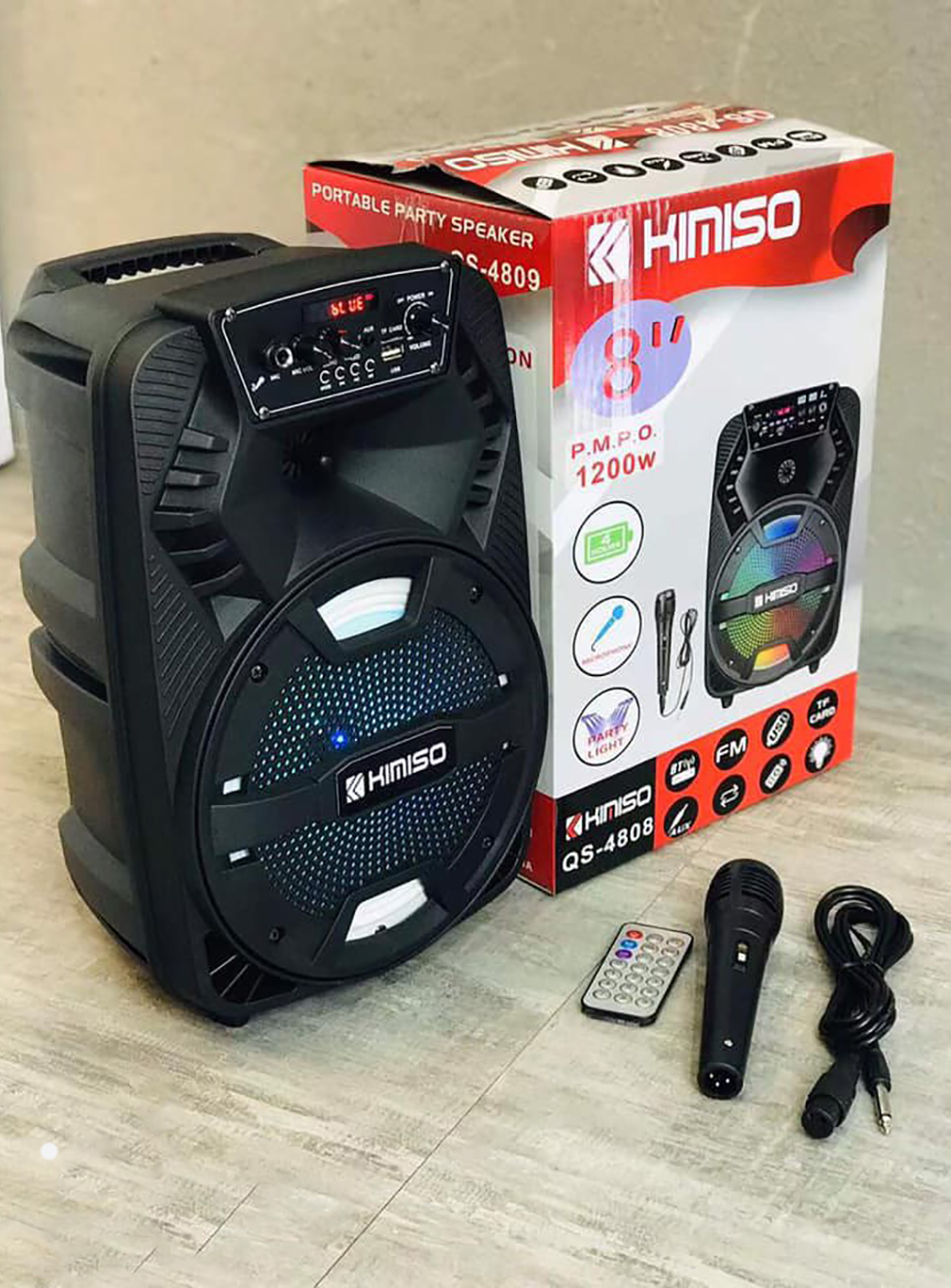 8Inch KIMISO QS4808 Outdoor Portable trolley Speaker DJ Speaker System With LED Light Blue Tooth Speaker (5)