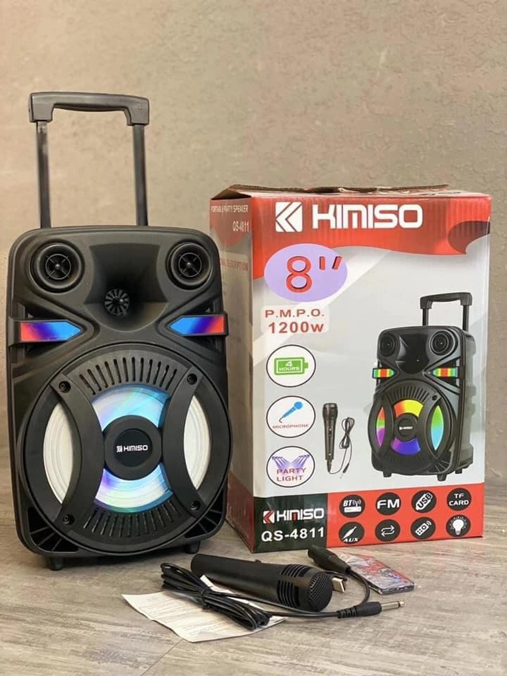 8Inch KIMISO QS4811 Outdoor Portable trolley Speaker DJ Speaker System With LED Light Blue Tooth Speaker (1)