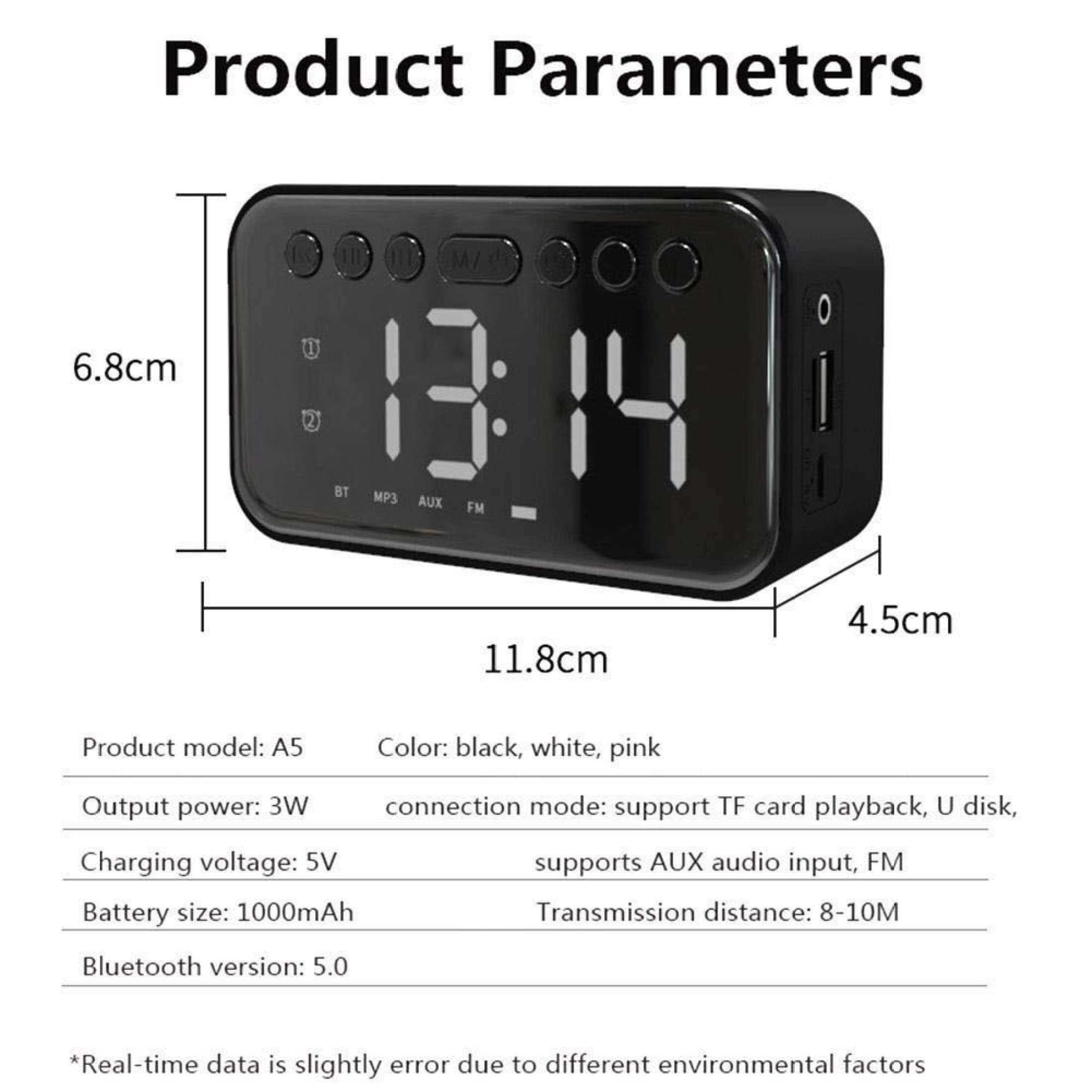 A5 Bluetooth Speaker LED Digital Alarm Clock Portable Wireless%20(6)