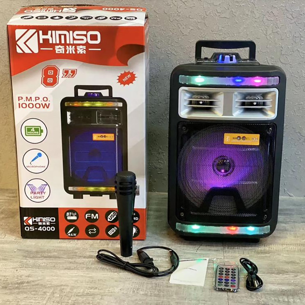KIMISO QS 4000 Inch Outdoor Portable trolley Speaker DJ Speaker System Subwoofer Sound Box With LED Light Blue Tooth Speaker (4)