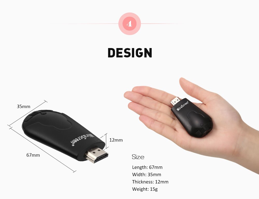 MiraScreen K4 Wireless HDMI Dongle 1080P HD Display Receiver Miracast Airplay Online Mirroring TV Stick%20(3)