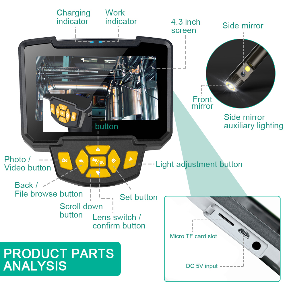 inspection camera handheld digital borescope with flashlight 1