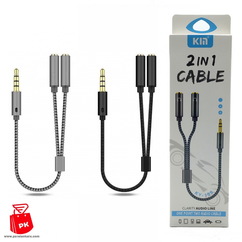 KIN KY 190 Cable Audio 2 in 1 Jack 3 5mm ParsianKalacom 1000x1000 1