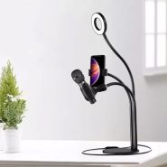 3in1 Dimmable LED Selfie Ring Light With Cell Phone Microphone Holder 550x550 1