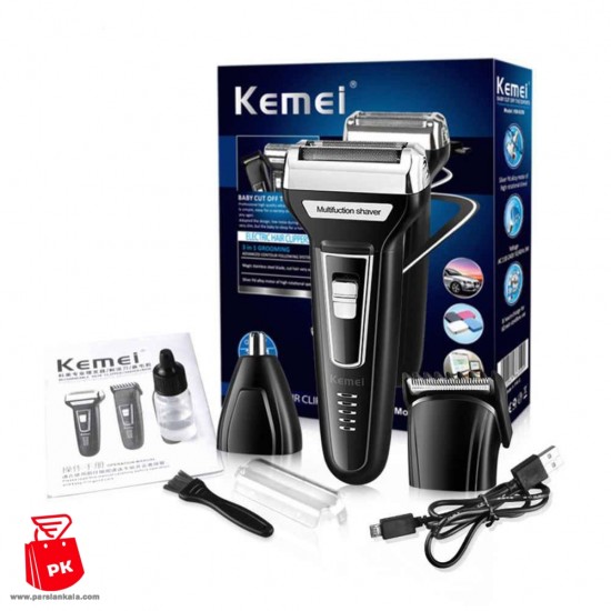 Kemei KM 6559 3 In 1 Multifunction Electric Shaver Hair Clipper Nose Trimmer Dual Blade usb electric shaver 8 ParsianKalacom 550x550 1