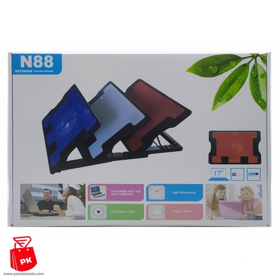 N88 Fan Laptop Cooler Cooling Pad Portable Slim USB 4 ParsianKala.com 550x550 1