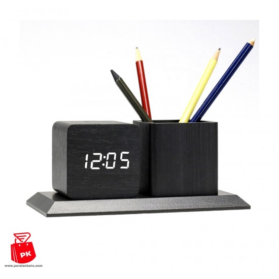 Office Decor Pen Holder Digital clock woody 3 parsiankala 550x550 1
