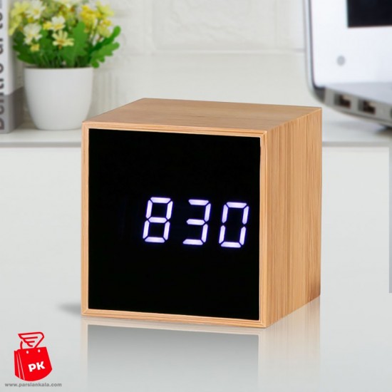 Wooden Clock Student Bedside Simple Digital Electronic Clock Mirror LED Display 1 ParsianKala.com 550x550 1