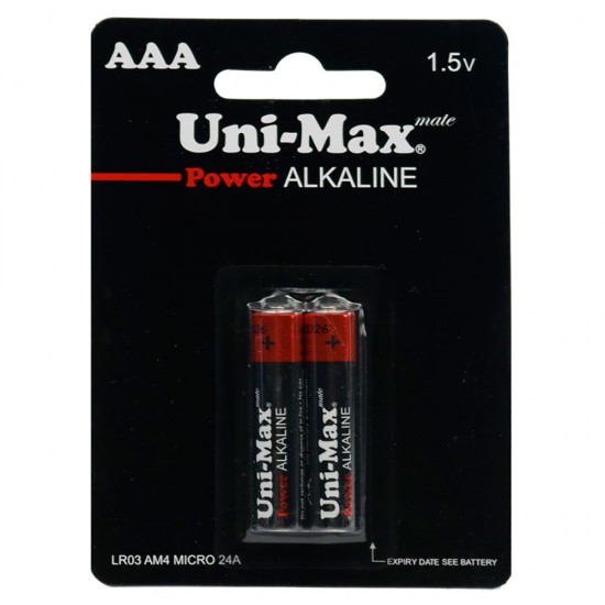 uni max power alkaline AAA battery pack of 2 ParsianKala.com 550x550 1