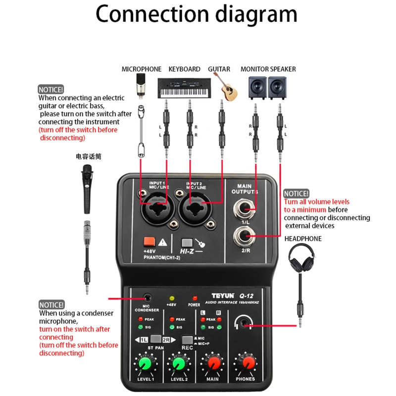 teyun q 12 professional audio sound card adapter usb drive sound card audio 1