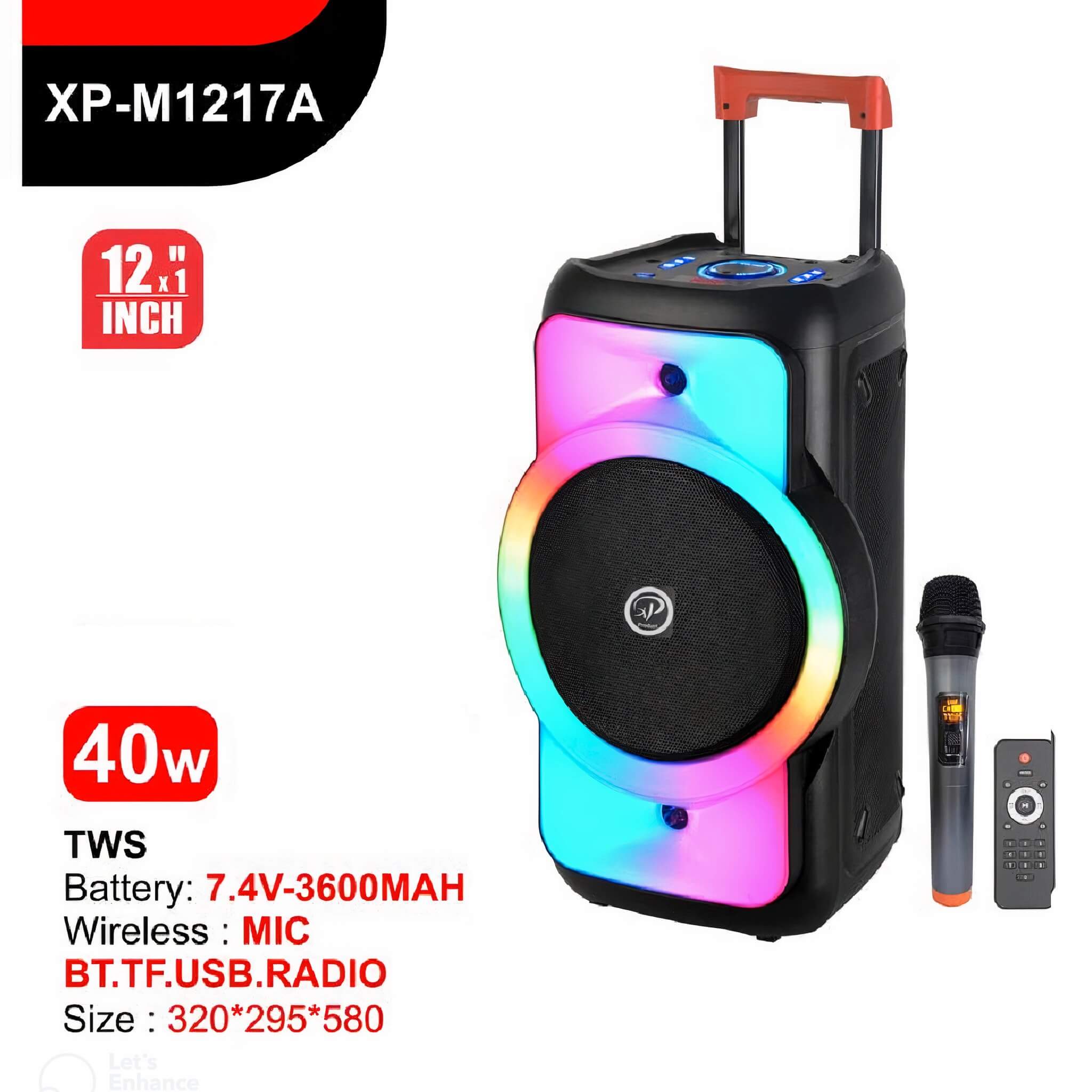 xp m1217a 12inch speaker 40w wireless microphone