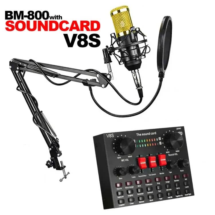 BM800 Condenser Microphone with V8S Sound Card Mixer Kit 2
