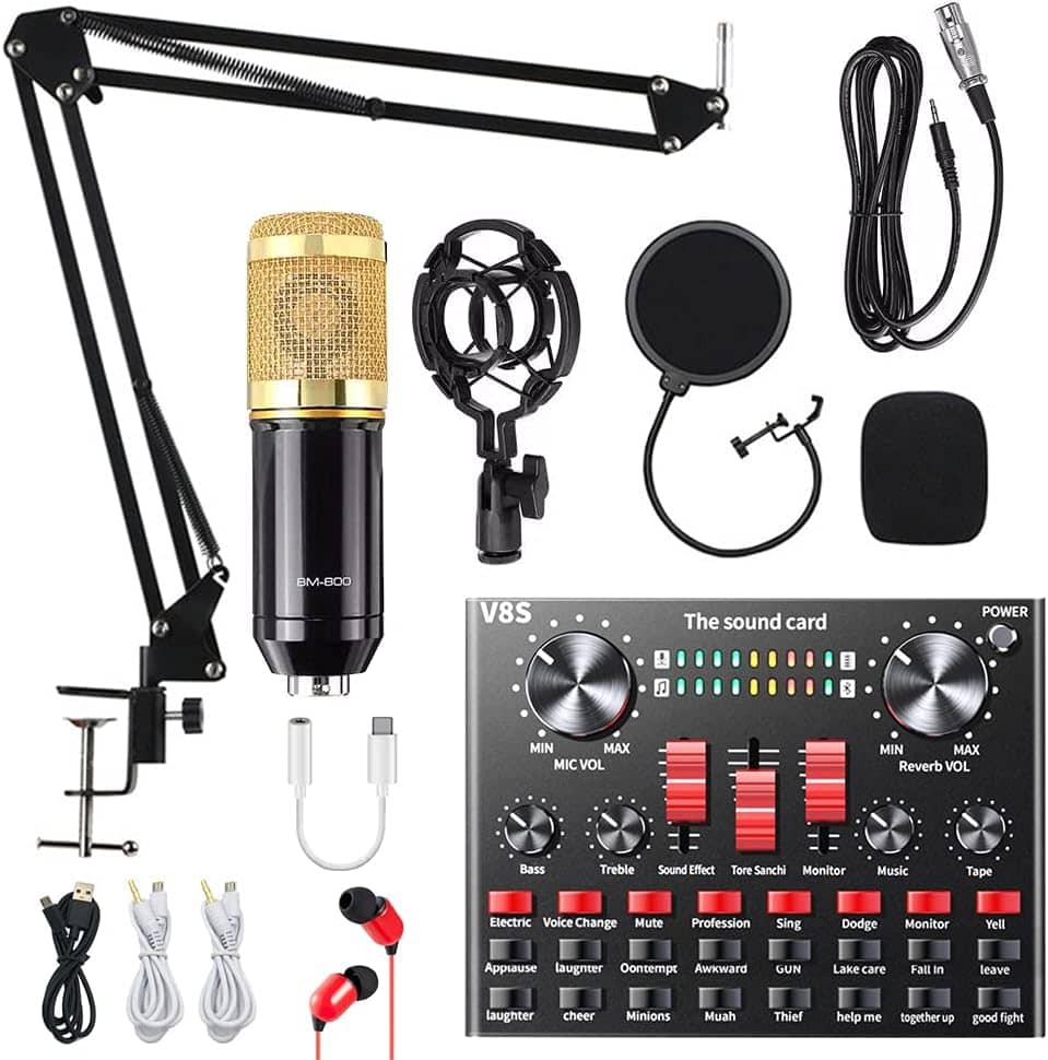 BM800 Condenser Microphone with V8S Sound Card Mixer Kit 6