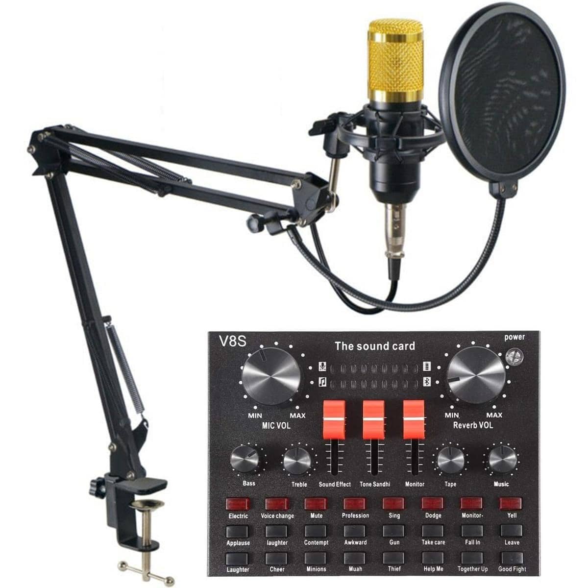 BM800 Condenser Microphone with V8S Sound Card Mixer Kit 7