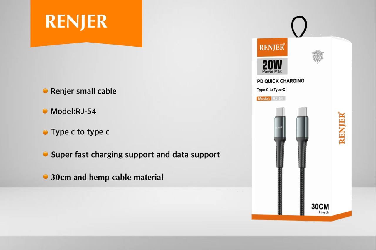 CHARGE CABLE RENJER RJ 54 TP TO TP PD 20W 30CM 1