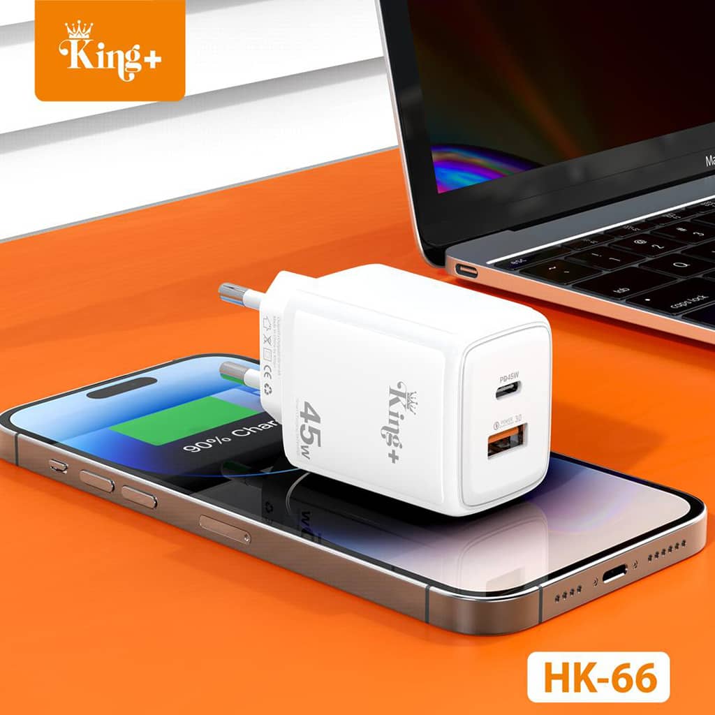 King plus HK 66 Travel Adapter Fast Charging 45W 3