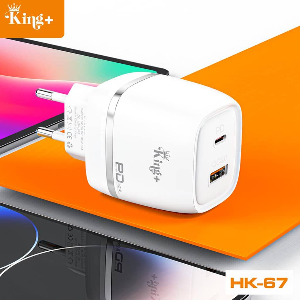 King plus HK 67 Travel Adapter Fast Charging 20W 3