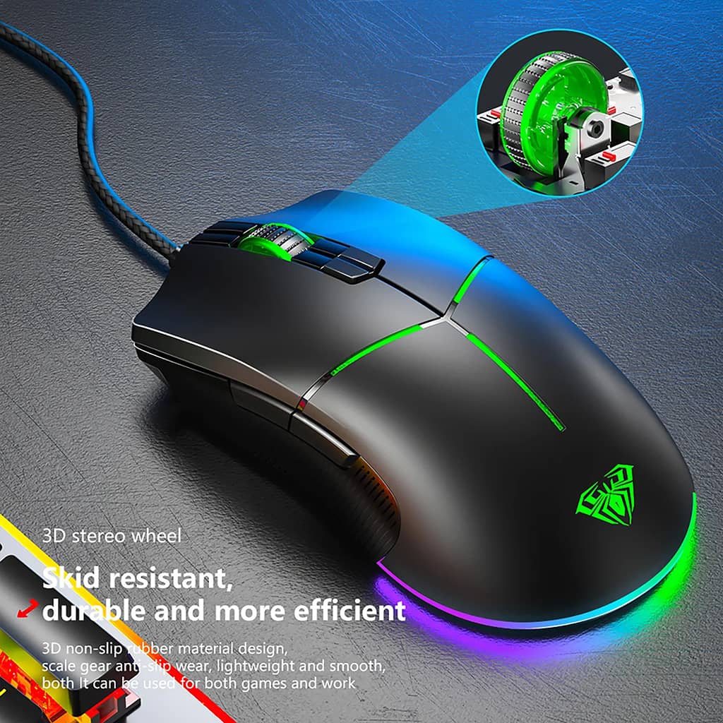 aula f820 gaming mouse wired with 8 key rgb backlight 6400dpi wired optical gaming mouse usb 2 0 6