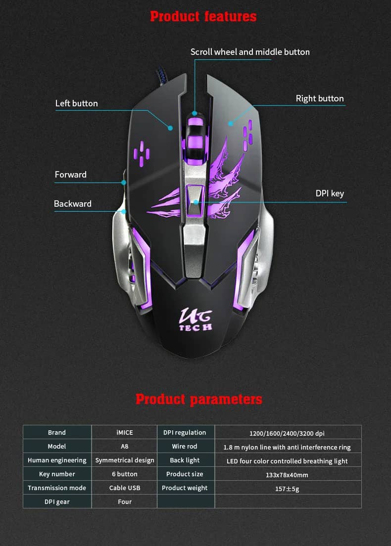 gaming mouse uctech gx80 14
