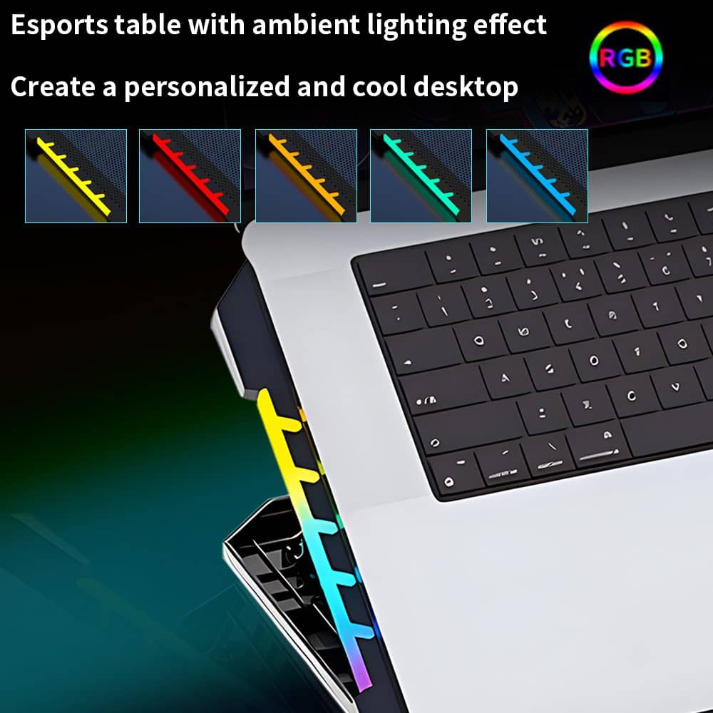Adjustable Height RGB Laptop Cooling Pad Stand Dual USB GAMING S900 7